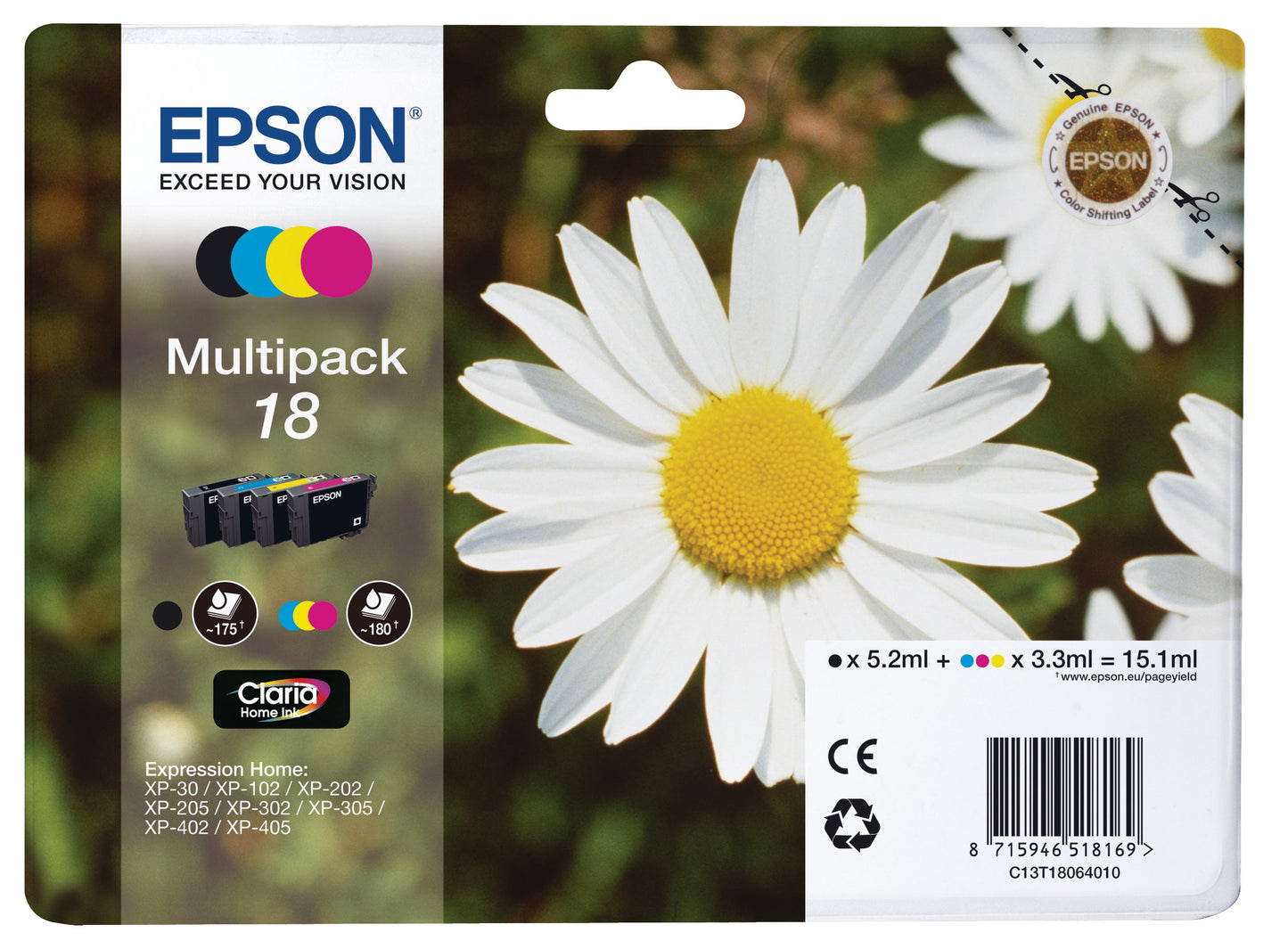 EPSON Multipack Tinte CMYBK T180640 XP 30/405 180/175 Seiten Idealshop