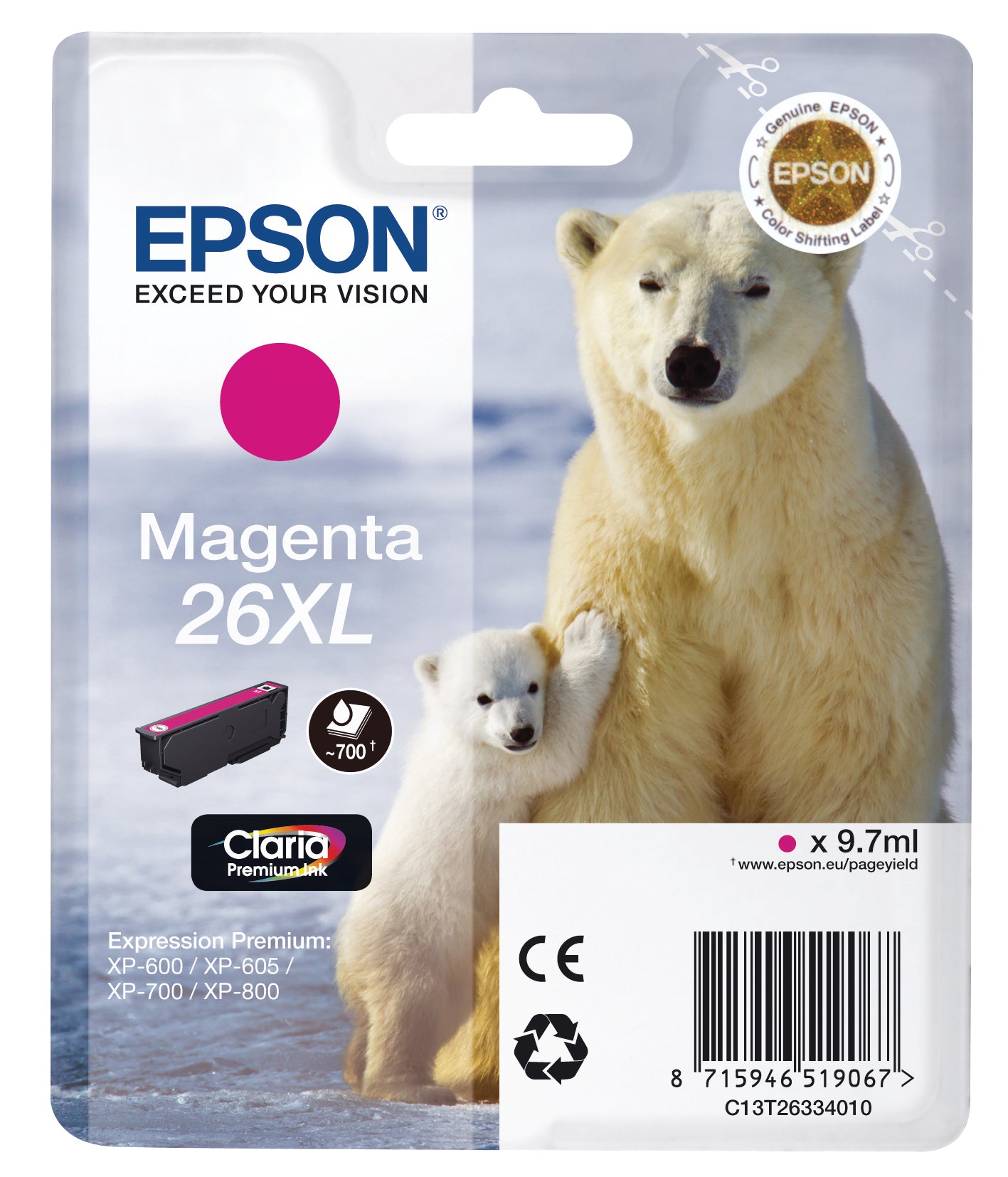 EPSON     Tintenpatrone 26XL     magenta