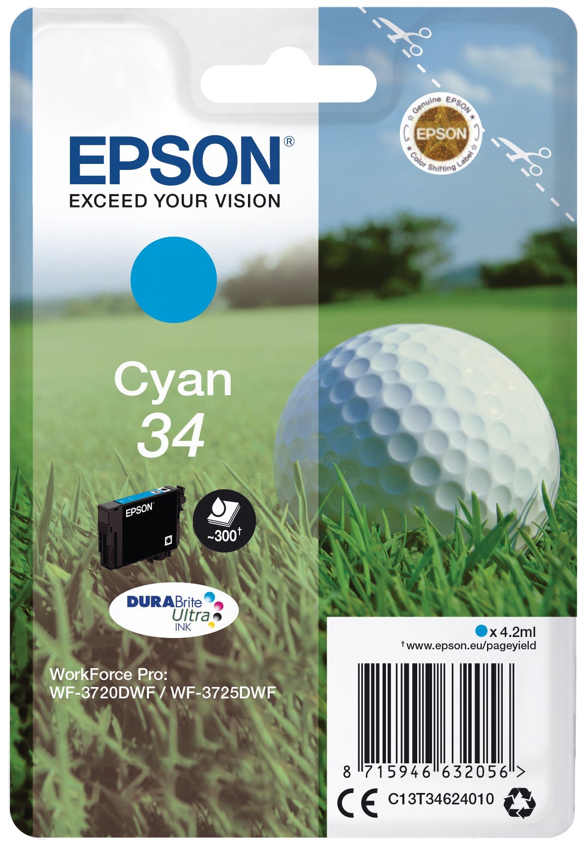 EPSON Tintenpatrone cyan T346240 WF-3720/3725DWF 300 Seiten Idealshop