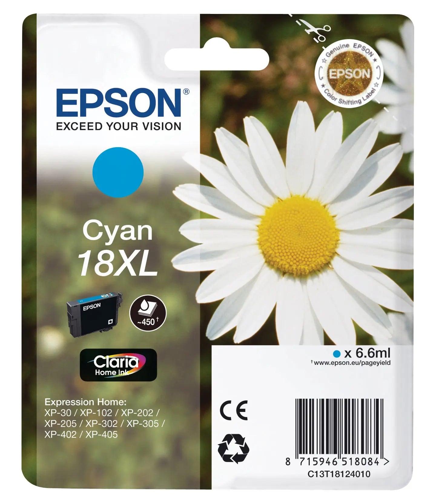 EPSON Tintenpatrone 18XL cyan T181240 XP 30/405 450 Seiten Idealshop