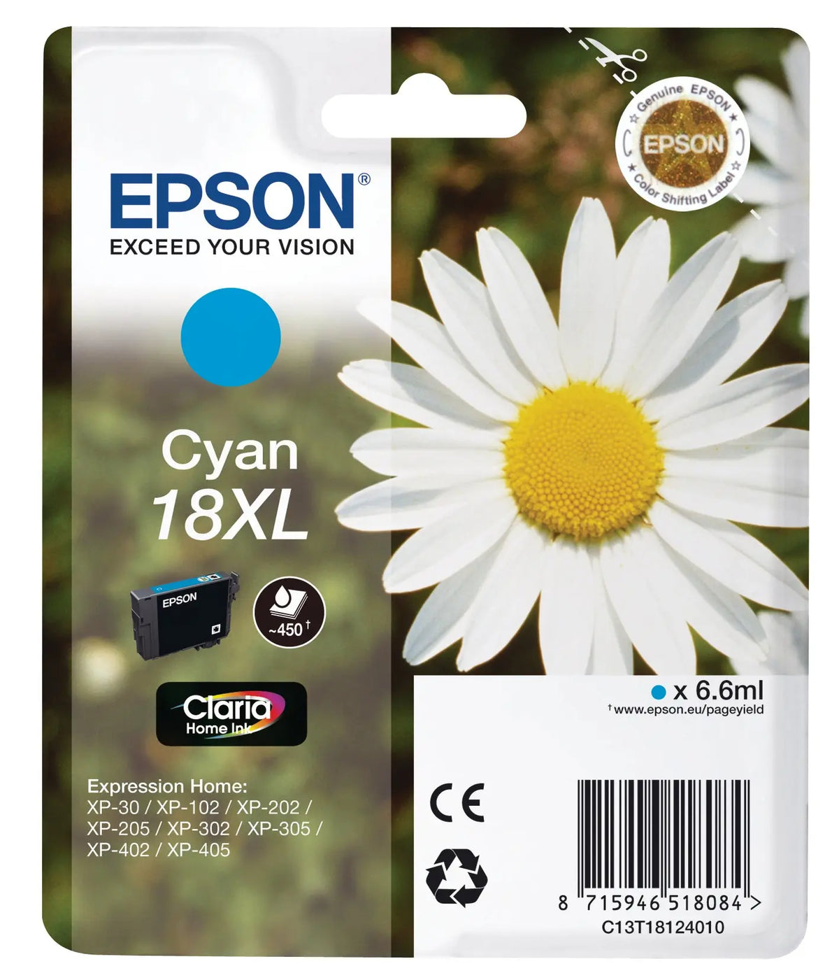 EPSON Tintenpatrone 18XL cyan T181240 XP 30/405 450 Seiten Idealshop