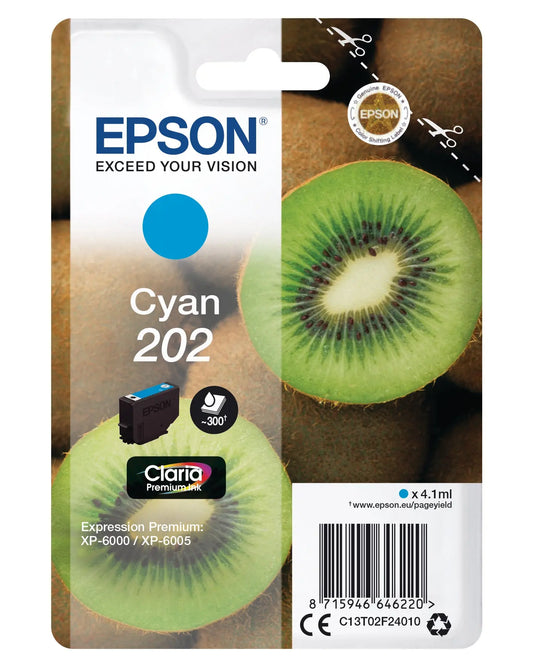 EPSON Tintenpatrone 202 cyan T02F240 XP-6000/6005 300 Seiten Idealshop