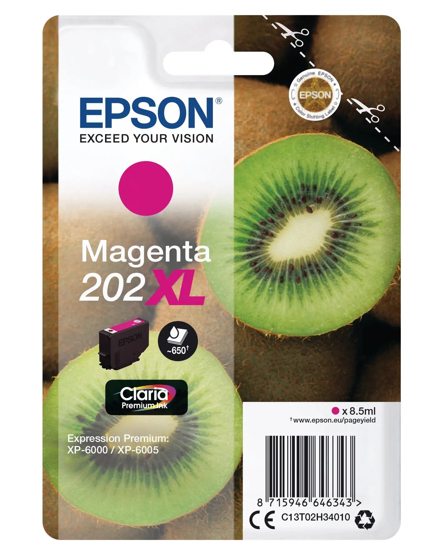 EPSON Tintenpatrone 202XL magenta T02H340 XP-6000/6005 650 Seiten Idealshop