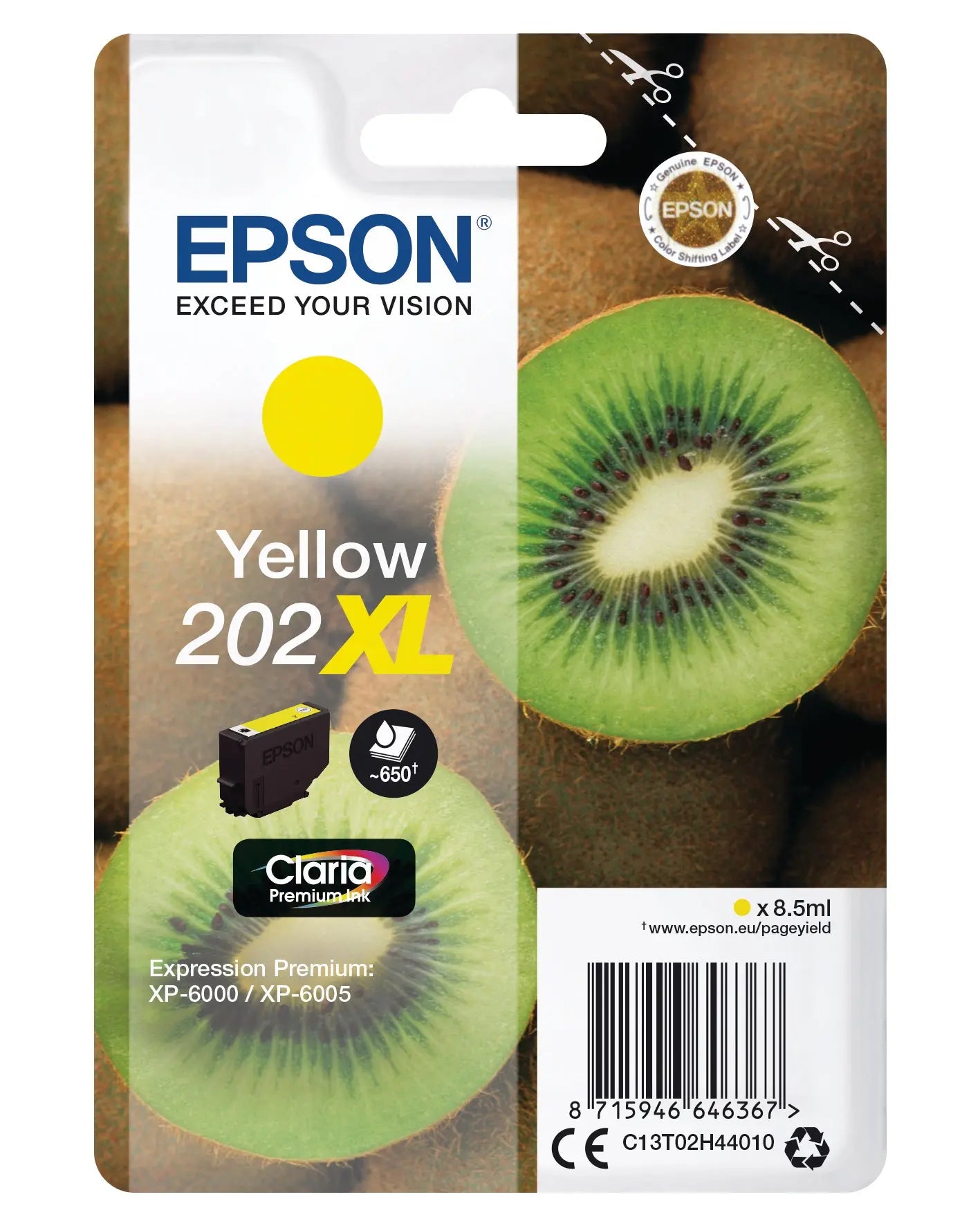 EPSON Tintenpatrone 202XL yellow T02H440 XP-6000/6005 650 Seiten Idealshop