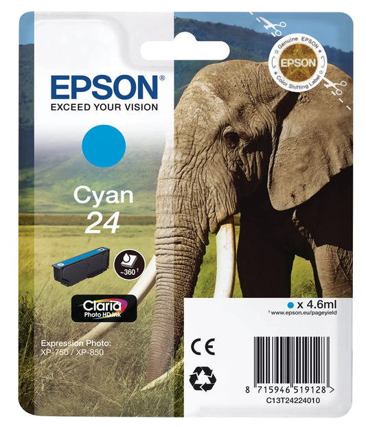 EPSON Tintenpatrone 24 cyan T242240 XP 750/850 360 Seiten Idealshop