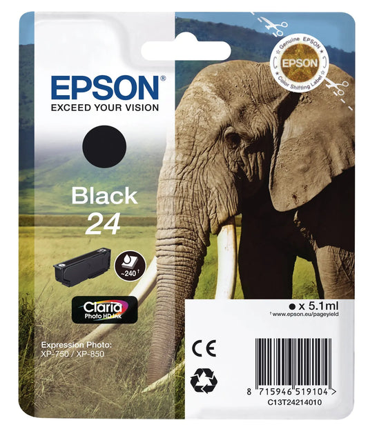 EPSON Tintenpatrone 24 schwarz T242140 XP 750/850 360 Seiten Idealshop