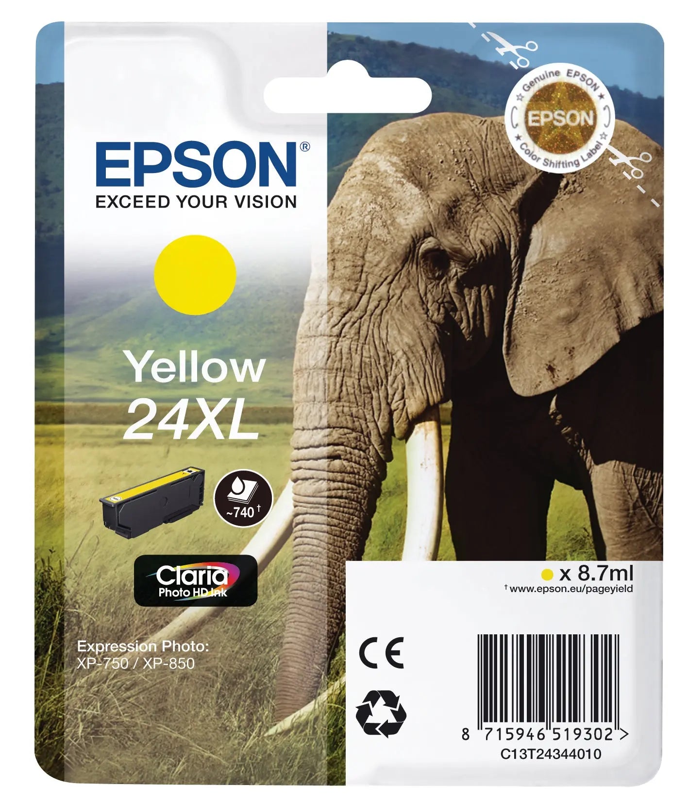 EPSON Tintenpatrone 24XL yellow T243440 XP 750/850 500 Seiten Idealshop