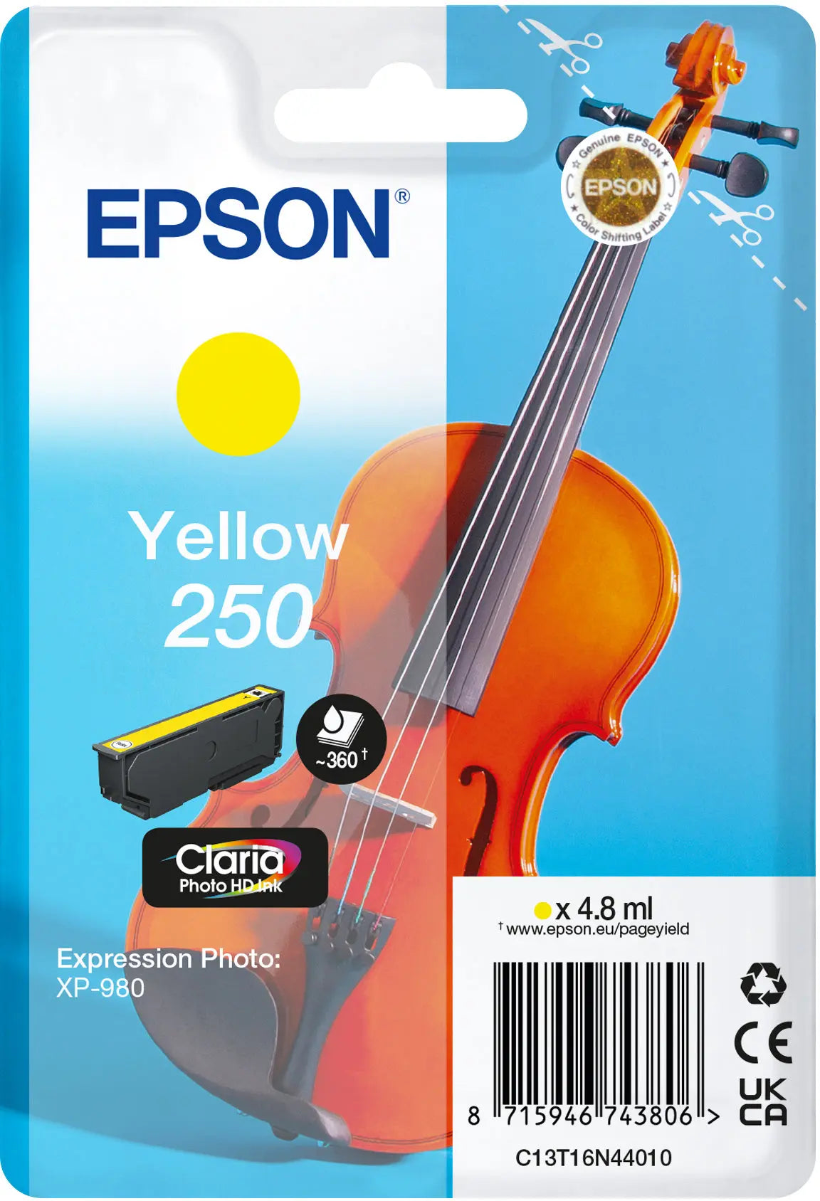 EPSON Tintenpatrone 250 yellow T16N44010 XP 980 360 Seiten Idealshop