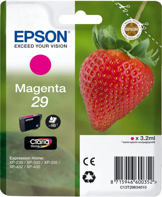 EPSON Tintenpatrone 29 magenta T298340 XP-235/335/435 180 Seiten Idealshop