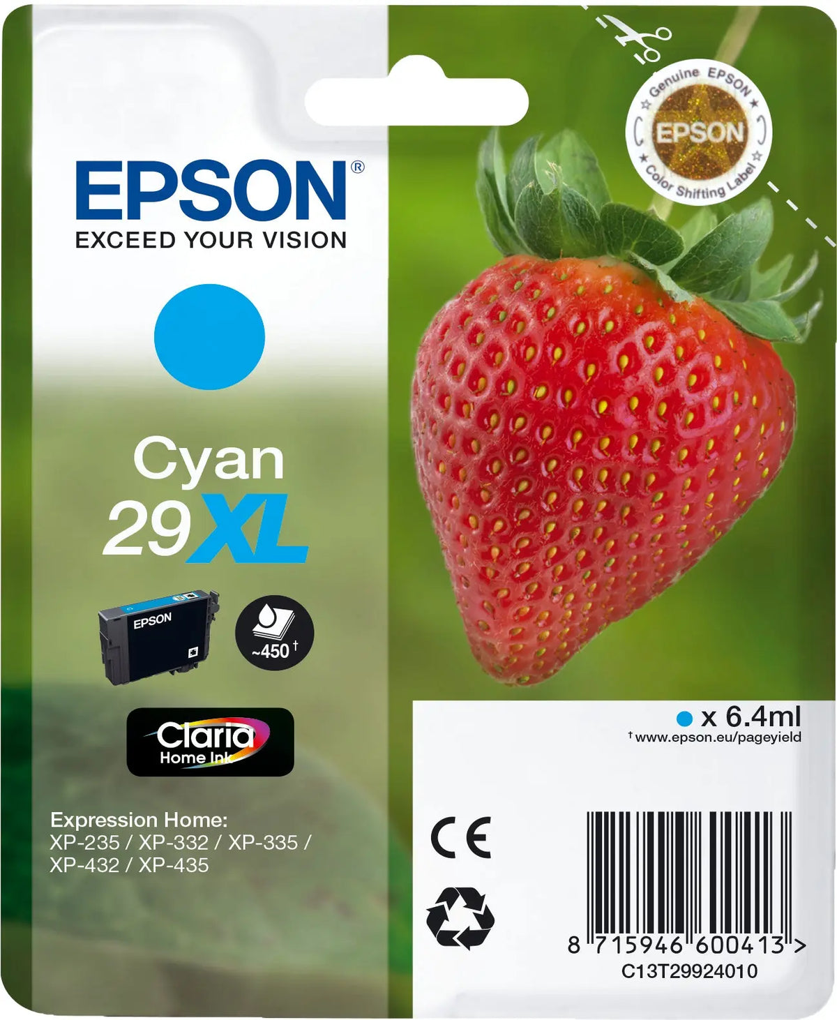 EPSON Tintenpatrone 29XL cyan T299240 XP-235/335/435 450 Seiten Idealshop