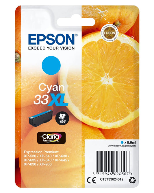 EPSON Tintenpatrone 33XL cyan T336240 XP-530/630/830 650 Seiten Idealshop