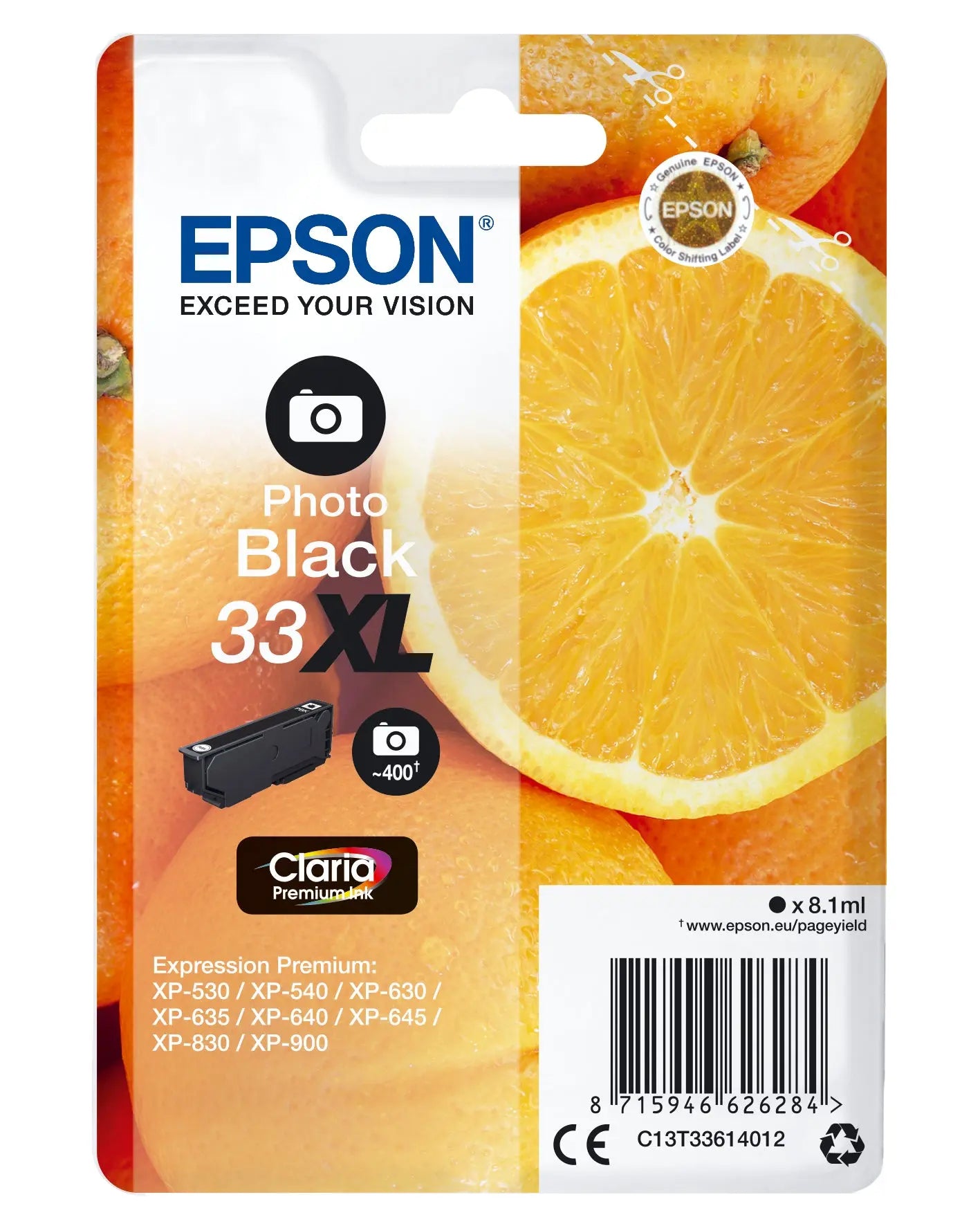 EPSON Tintenpatrone 33XL ph.schwarz T336140 XP-530/630/830 400 Seiten Idealshop