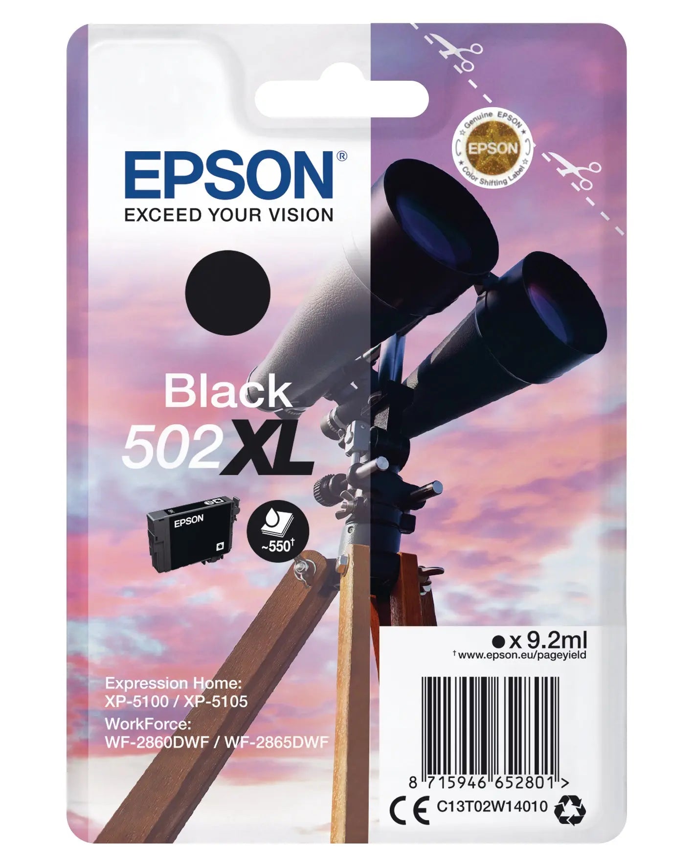 EPSON Tintenpatrone 502XL schwarz T02W140 WF-2860/XP-5100 550 Seiten Idealshop