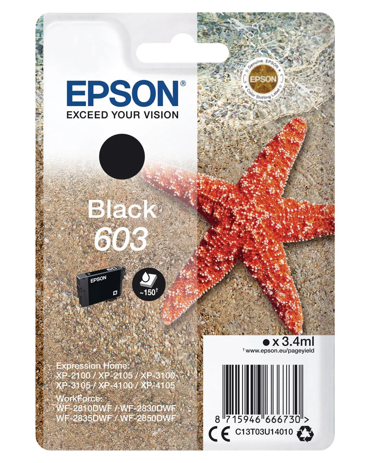 EPSON Tintenpatrone 603 schwarz T03U14010 XP-2100 150 Seiten Idealshop