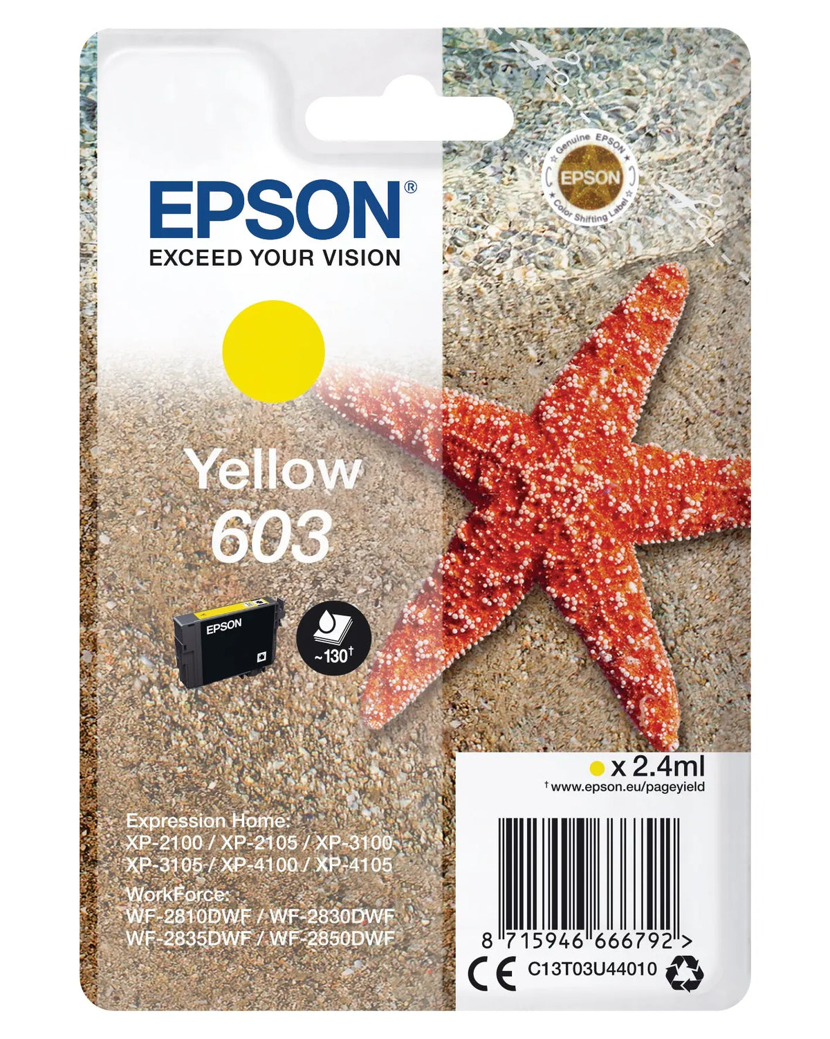 EPSON Tintenpatrone 603 yellow T03U44010 XP-2100 130 Seiten Idealshop