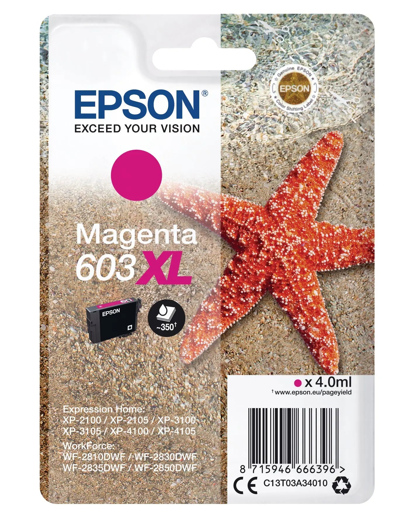 EPSON Tintenpatrone 603XL magenta T03A34010 XP-2100 350 Seiten Idealshop