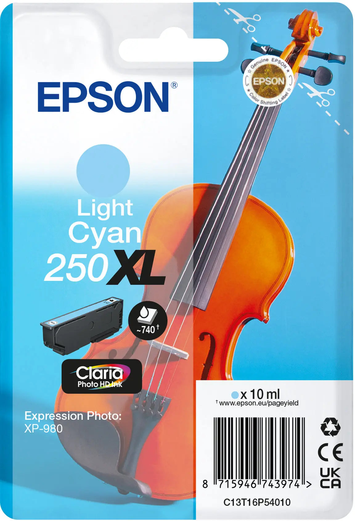 EPSON Tintenpatrone XL 250 l. cyan T16P54010 XP 980 740 Seiten Idealshop