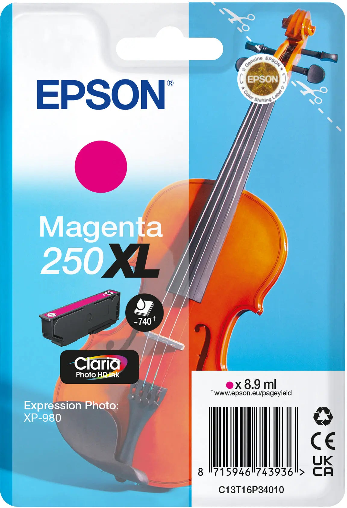 EPSON Tintenpatrone XL 250 magenta T16P34010 XP 980 740 Seiten Idealshop