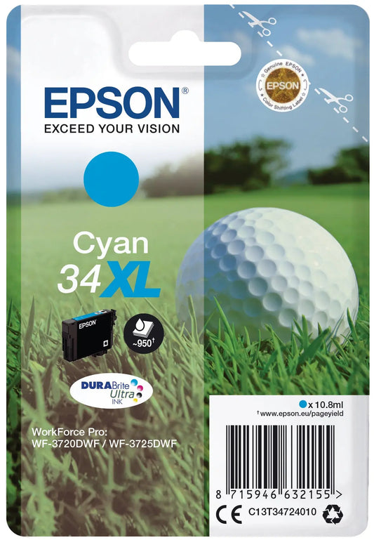 EPSON Tintenpatrone XL cyan T347240 WF-3720/3725DWF 950 Seiten Idealshop