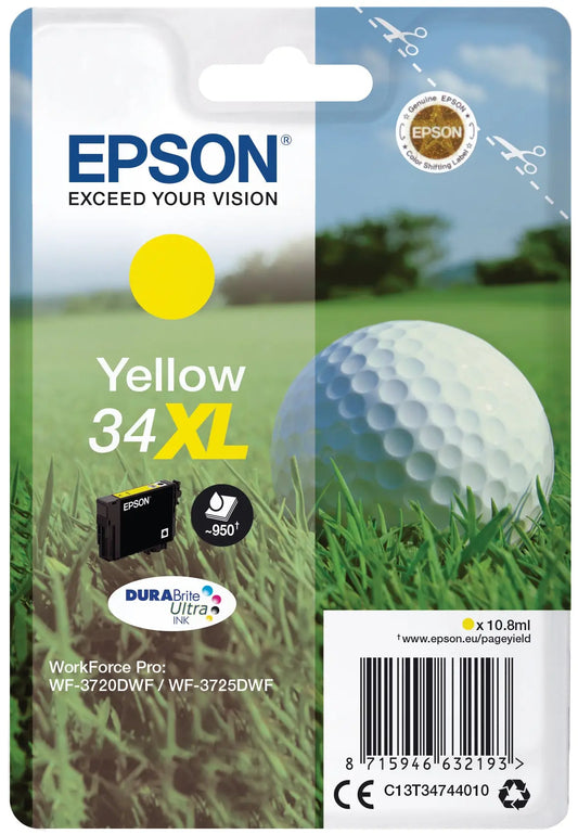 EPSON Tintenpatrone XL yellow T347440 WF-3720/3725DWF 950 Seiten Idealshop
