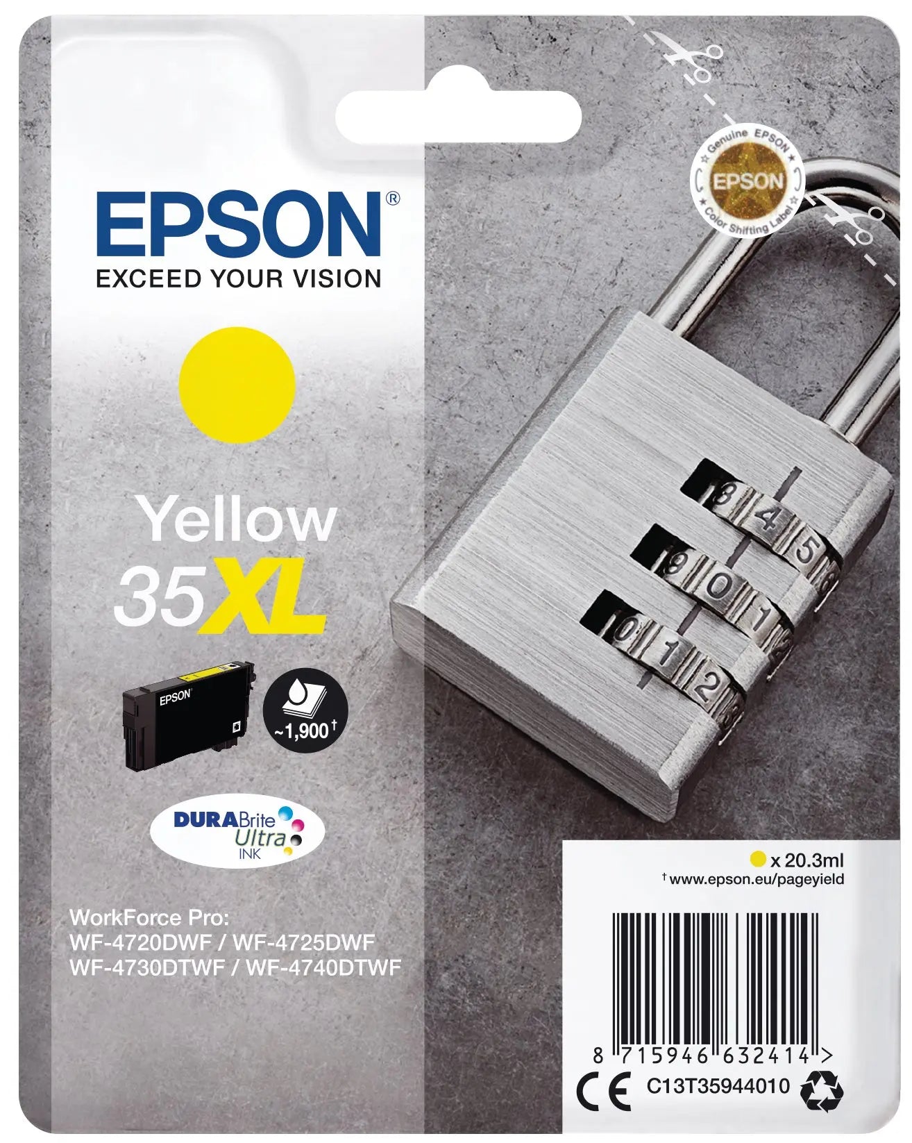 EPSON Tintenpatrone XL yellow T359440 WF-4720/4725DWF 1900 Seiten Idealshop