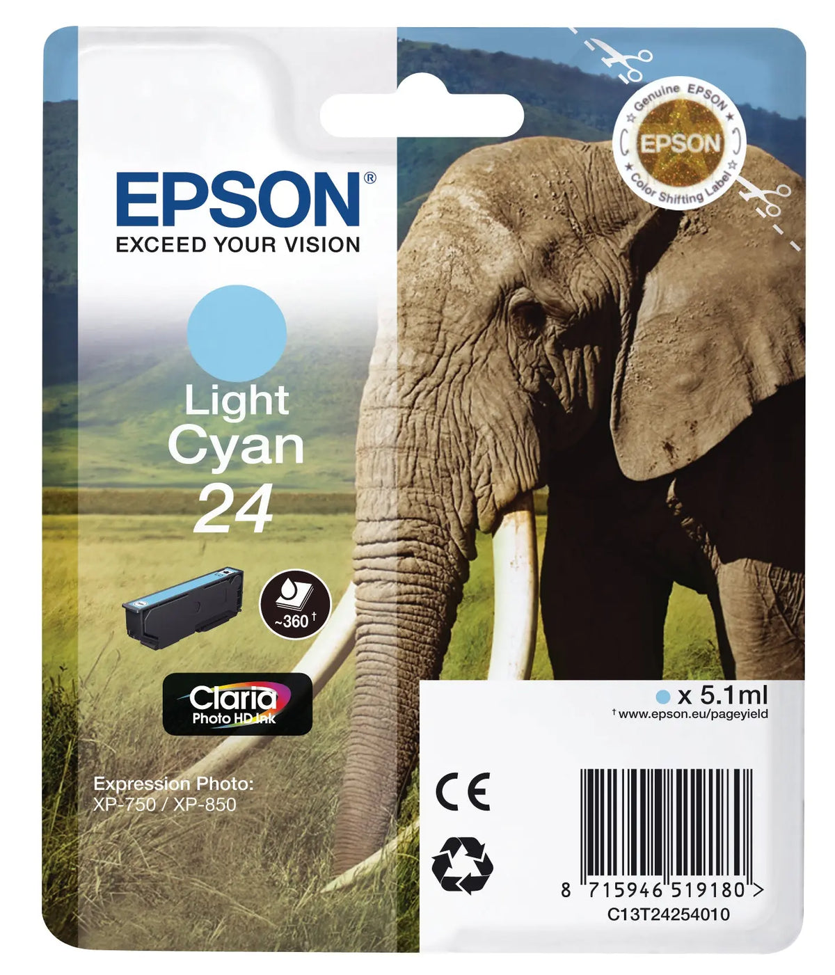EPSON Tintenpatrone light cyan T242540 XP 750/850 360 Seiten Idealshop