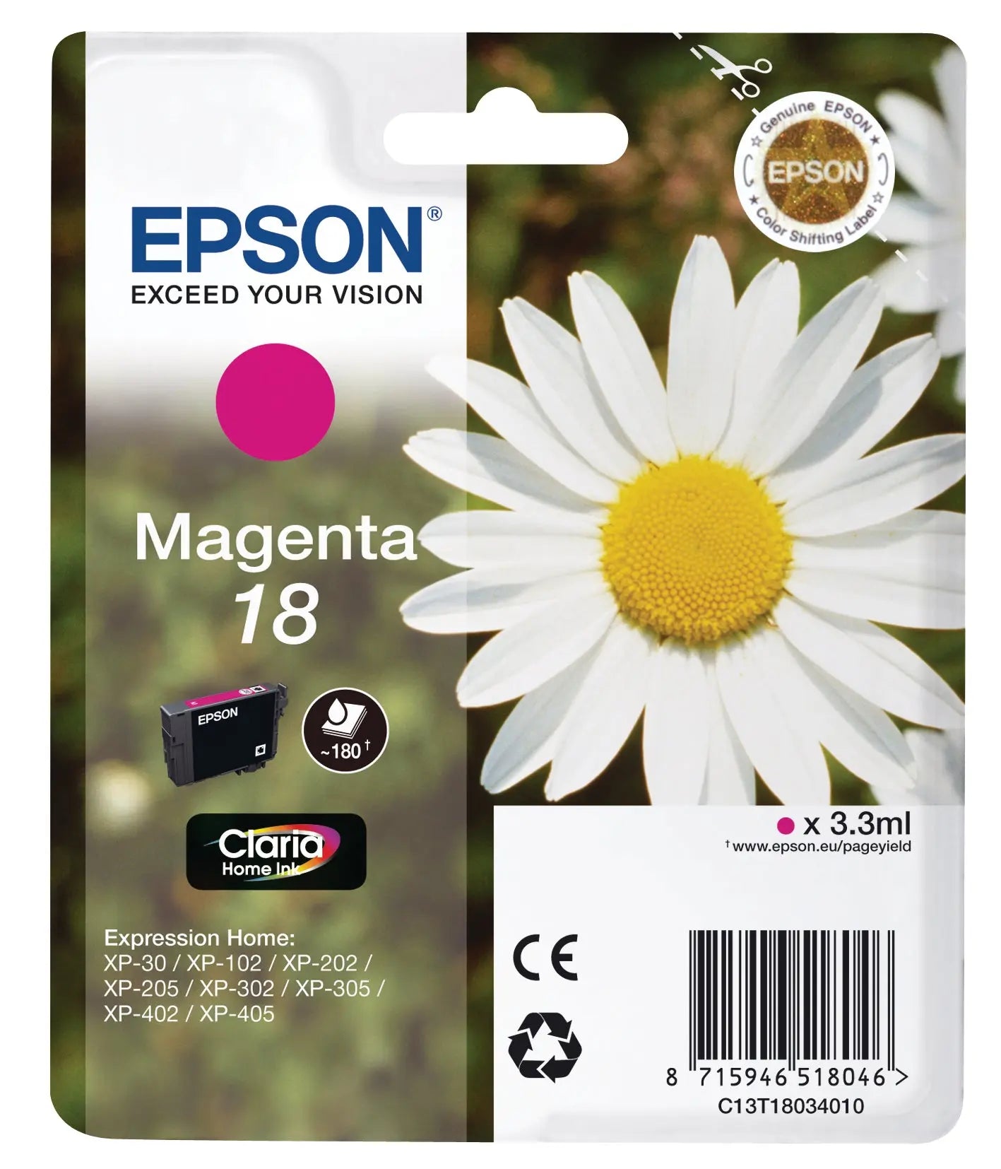 EPSON Tintenpatrone magenta T180340 XP 30/405 180 Seiten Idealshop