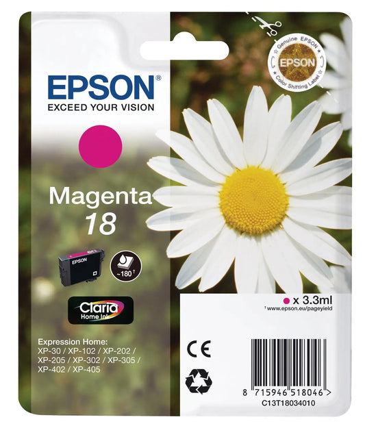 EPSON Tintenpatrone magenta T180340 XP 30/405 180 Seiten Idealshop