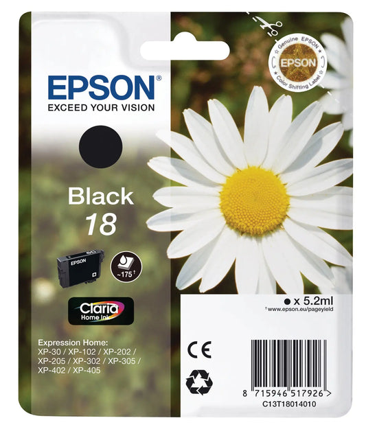 EPSON Tintenpatrone schwarz T180140 XP 30/405 175 Seiten Idealshop
