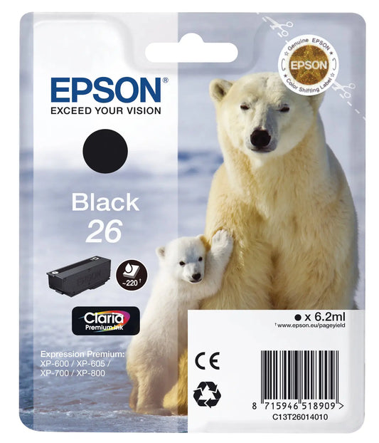 EPSON Tintenpatrone schwarz T260140 XP 700/800 220 Seiten Idealshop