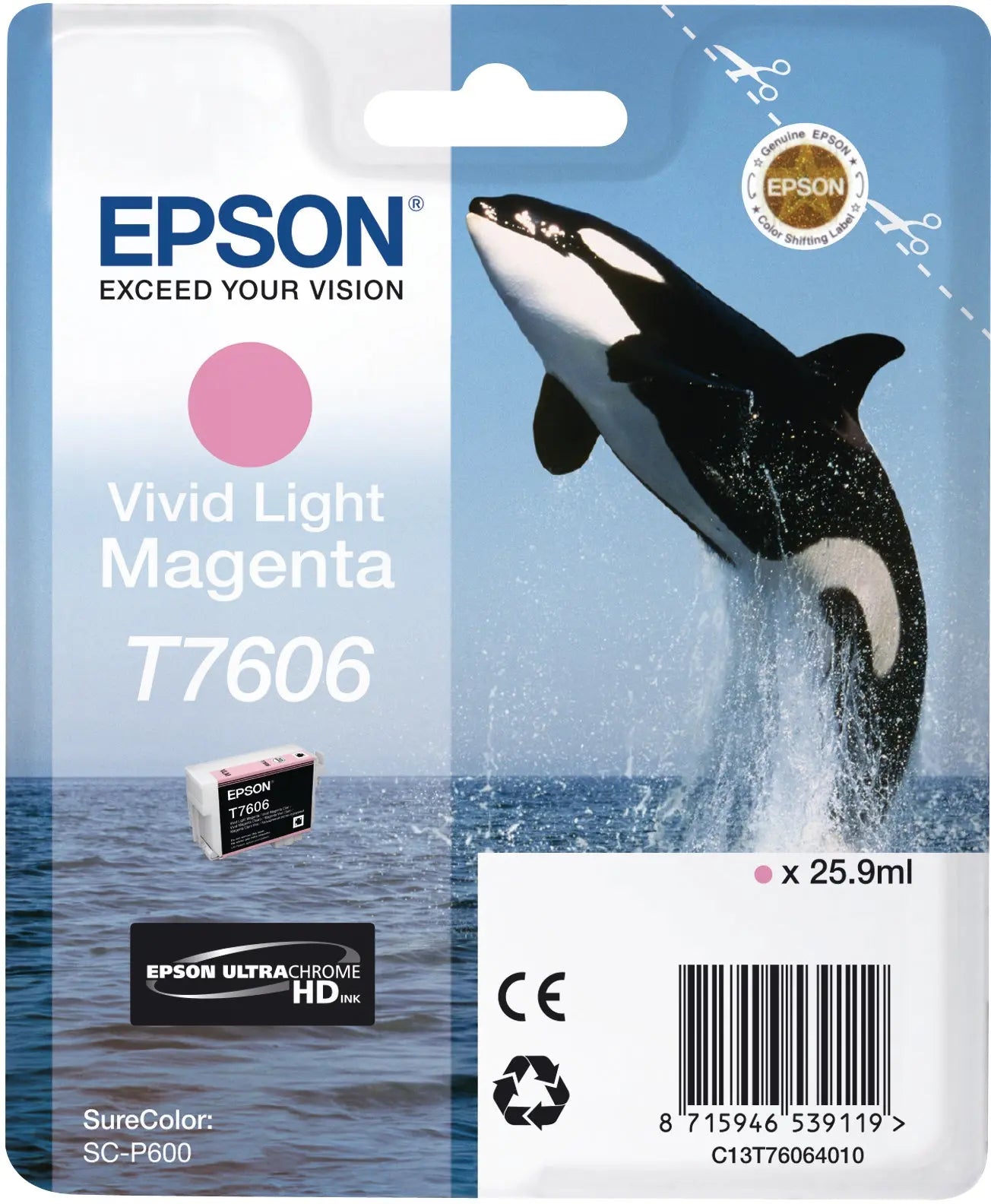 EPSON Tintenpatrone vivid light mag. T76064N10 SureColor P 600 25,9ml Idealshop
