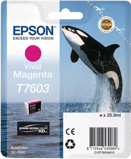 EPSON Tintenpatrone vivid magenta T76034N10 SureColor P 600 25,9ml Idealshop