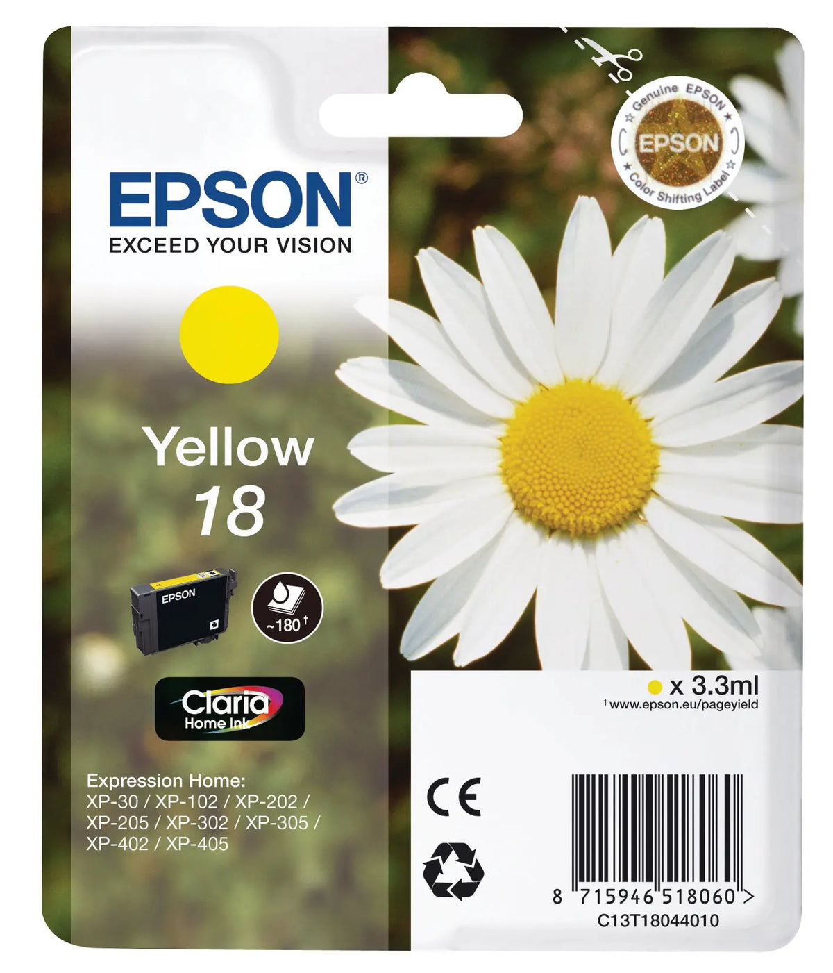 EPSON Tintenpatrone yellow T180440 XP 30/405 180 Seiten Idealshop