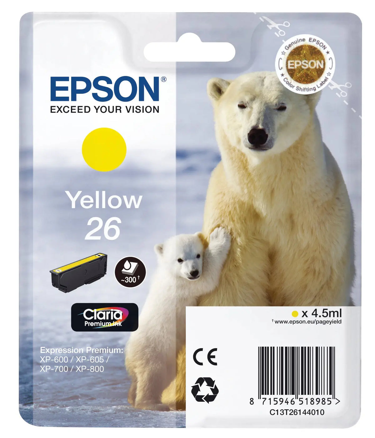 EPSON Tintenpatrone yellow T261440 XP 700/800 300 Seiten Idealshop