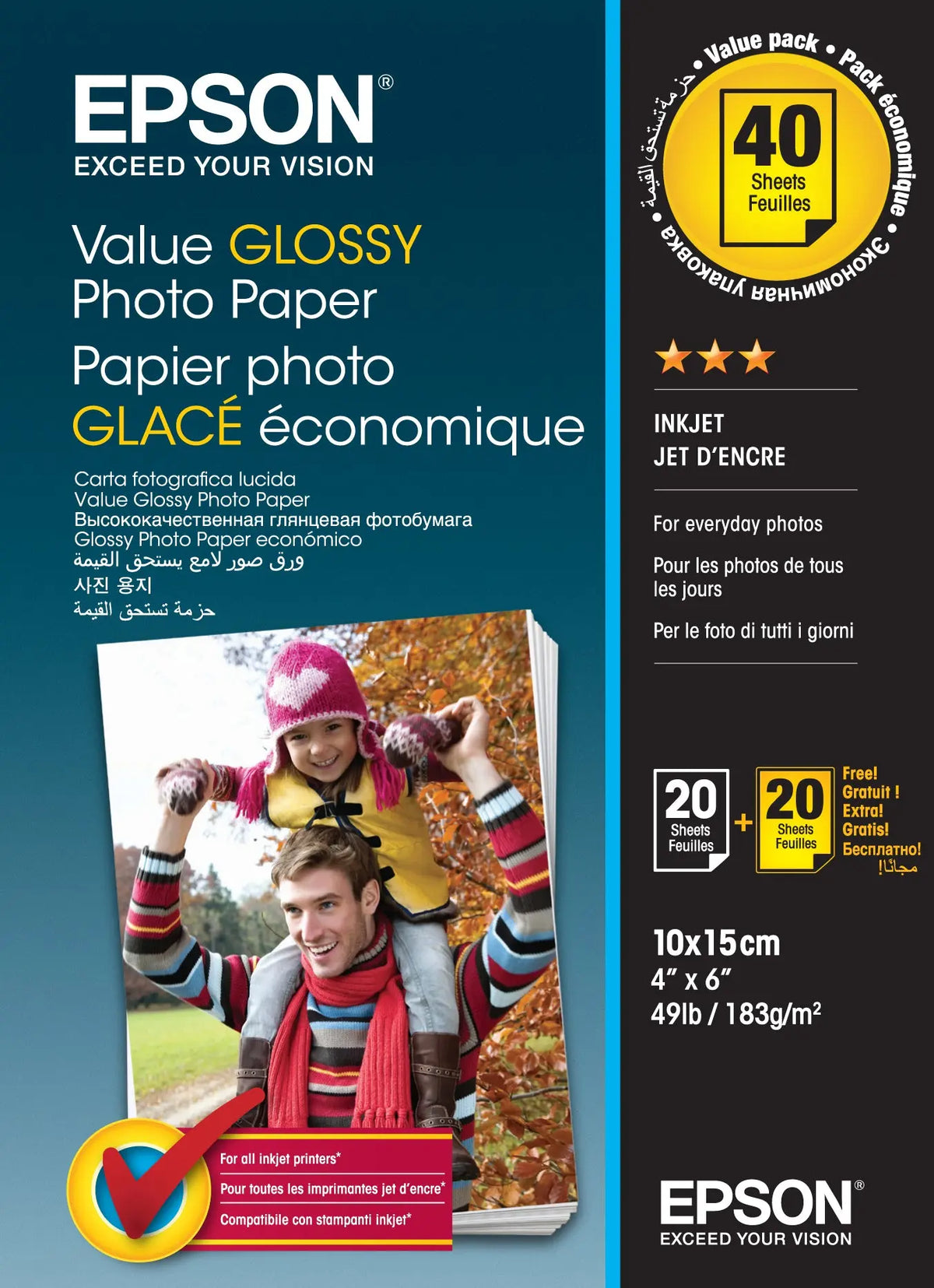 EPSON Value Photo Paper 10x15cm S400044 InkJet 183g 2x20 Blatt Idealshop