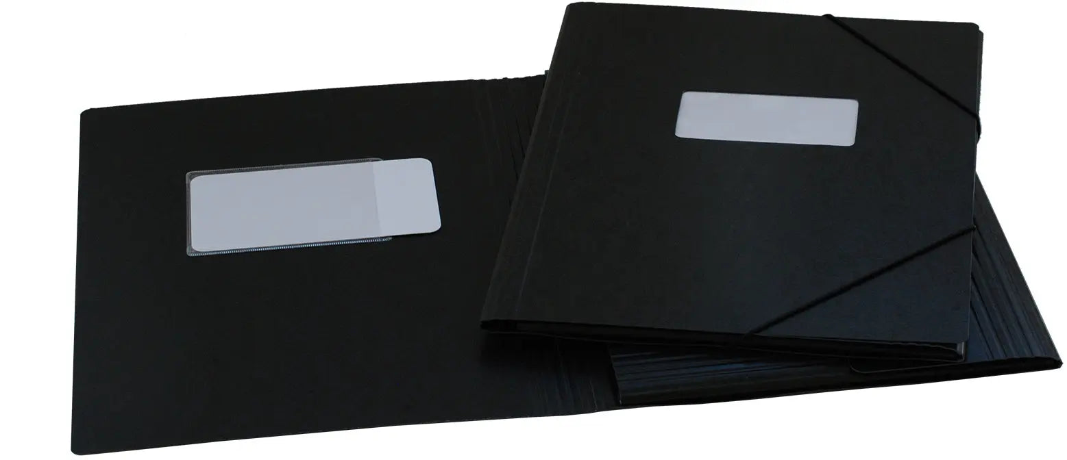 EROLA Gummibandmappe 650my A4 33299F schwarz Pressspan mit Fenster Idealshop