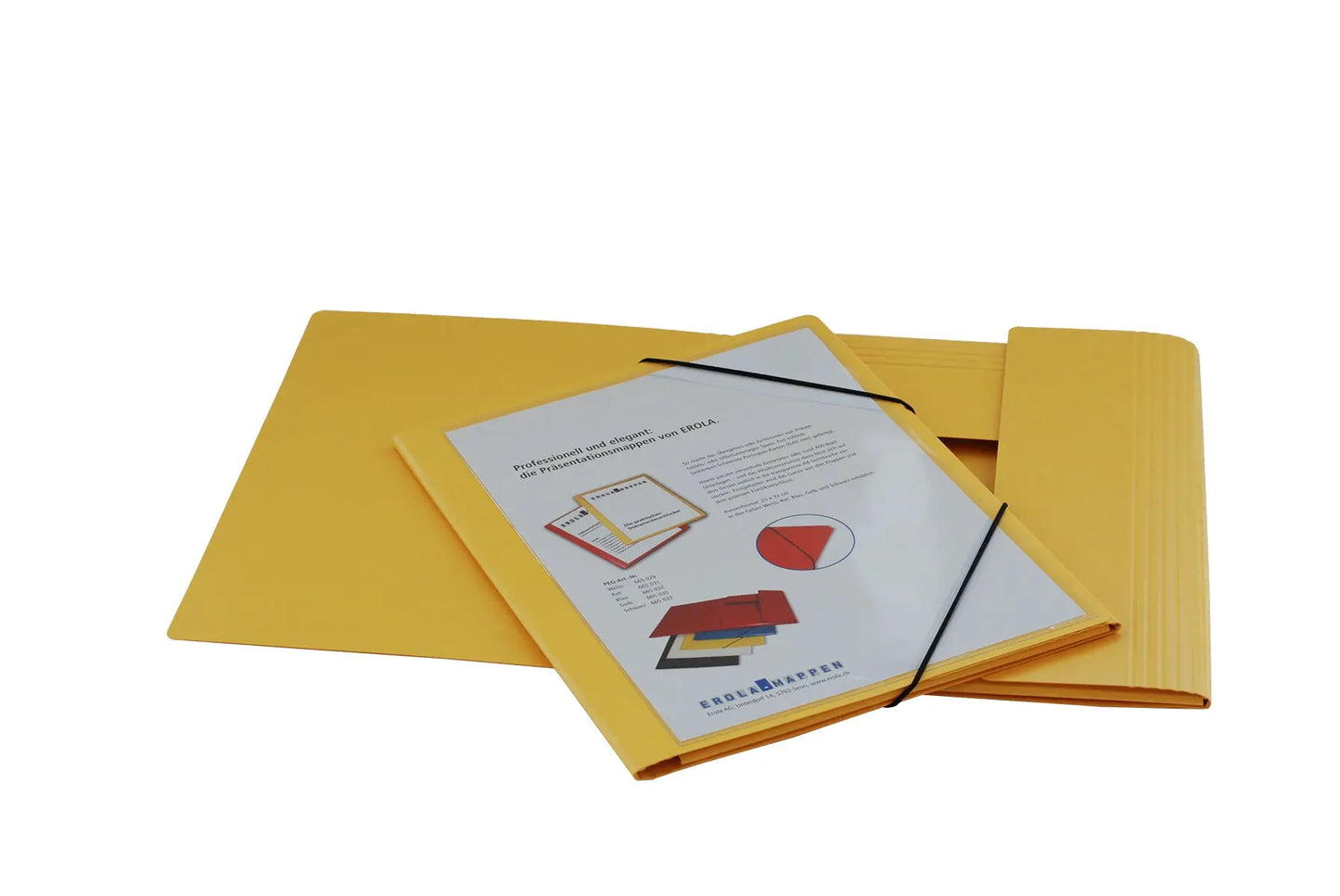 EROLA Gummibandmappe 650my A4 33299S gelb Pressspan mit Fronttasche Idealshop