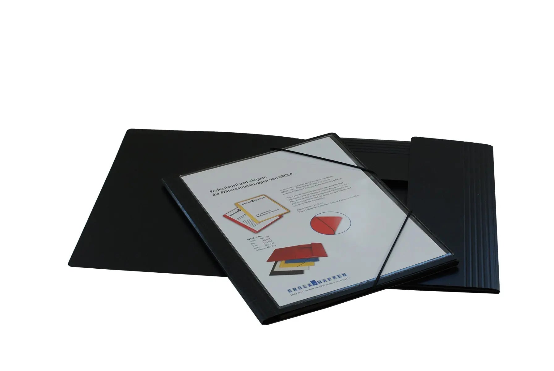 EROLA Gummibandmappe 650my A4 33299S schwarz Press. m. Fronttasche Idealshop