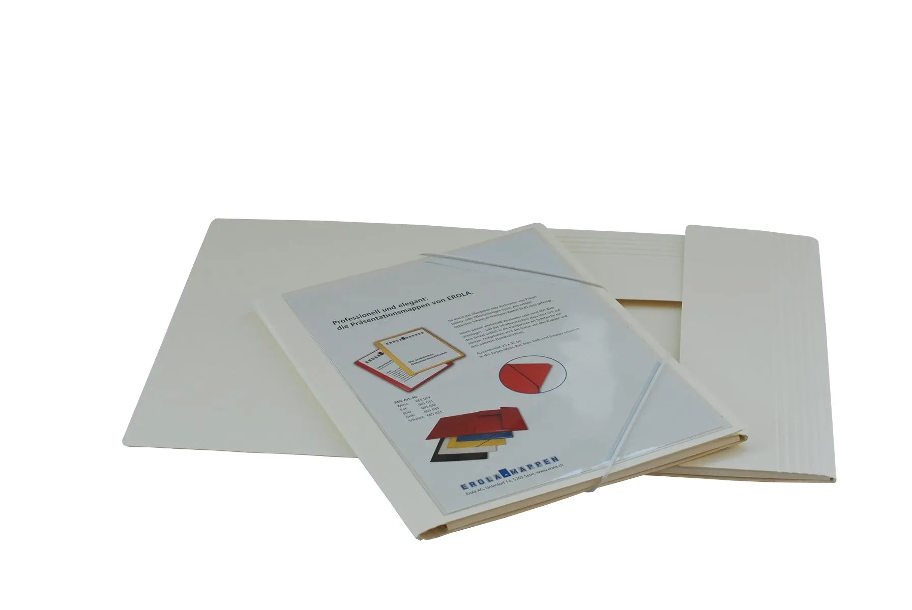 EROLA Gummibandmappe 650my A4 33299S weiss Pressspan m. Fronttasche Idealshop