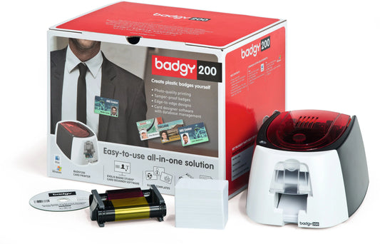 EVOLIS Drucker Plastikkarten B22U0000RS Badgy 200 Farbband, 100 Karten Idealshop