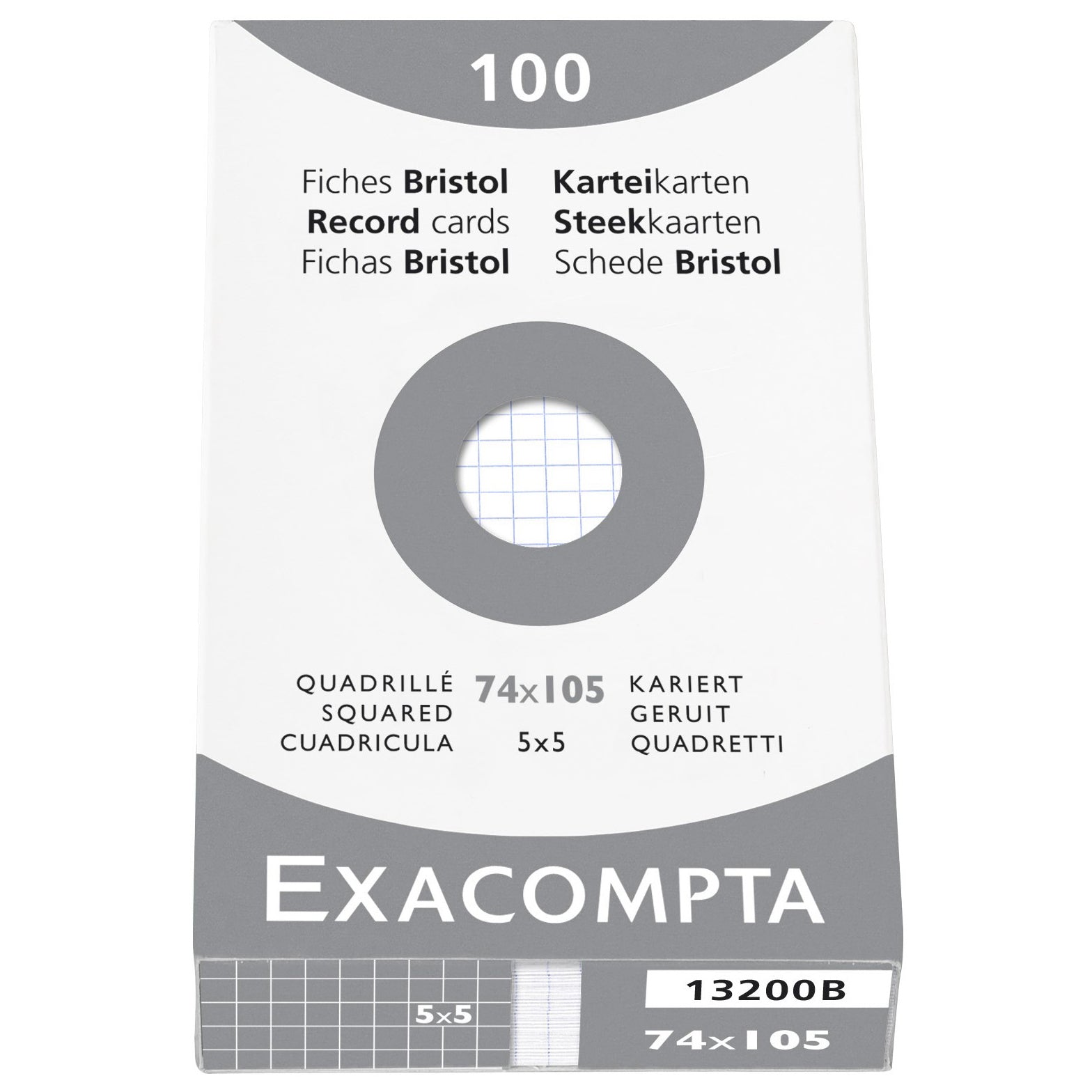 EXACOMPTA Karteikarten kariert 5mm A7 13200B weiss 100 Stück Idealshop