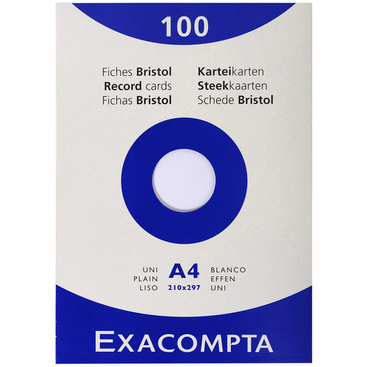 EXACOMPTA Karteikarten blanko A4 13306E weiss 100 Stück Idealshop