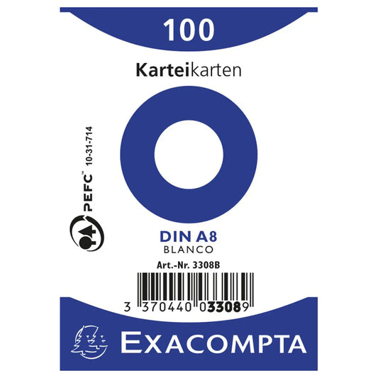 EXACOMPTA Karteikarten blanko A8 3308B weiss 100 Stück Idealshop