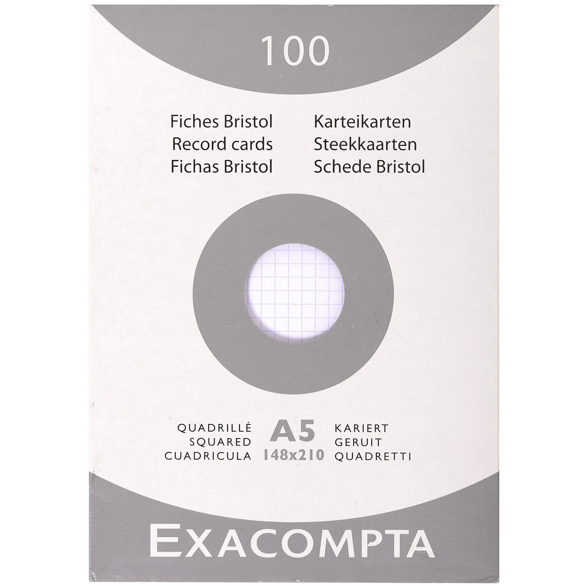 EXACOMPTA Karteikarten kariert 5mm A5 13208E weiss 100 Stück Idealshop