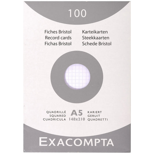 EXACOMPTA Karteikarten kariert 5mm A5 13208E weiss 100 Stück Idealshop