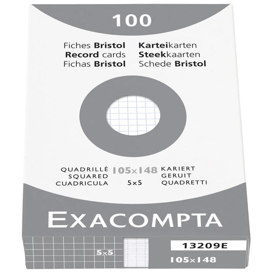 EXACOMPTA Karteikarten kariert 5mm A6 13209E weiss 100 Stück Idealshop