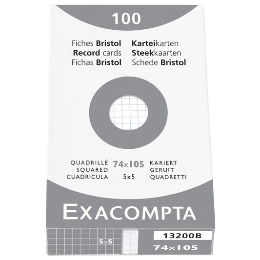 EXACOMPTA Karteikarten kariert 5mm A7 13200B weiss 100 Stück Idealshop