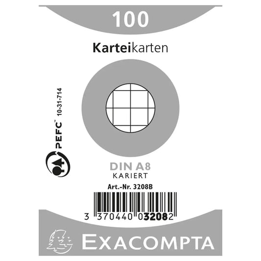 EXACOMPTA Karteikarten kariert 5mm A8 3208B weiss 100 Stück Idealshop