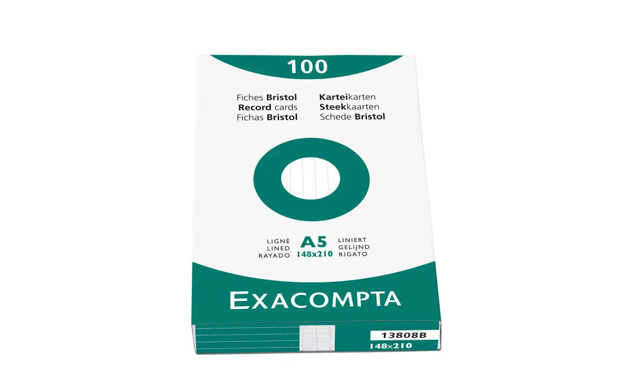 EXACOMPTA Karteikarten liniert A5 13808B weiss 100 Stück Idealshop