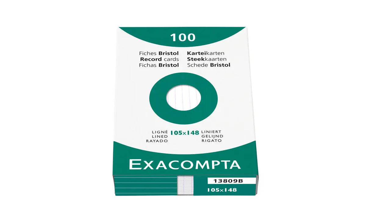 EXACOMPTA Karteikarten liniert A6 13809B weiss 100 Stück Idealshop